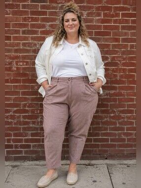 Reitman's NEW Plus-Size 22 PETITE: Cropped Tapered Pants in Dusty Mauve